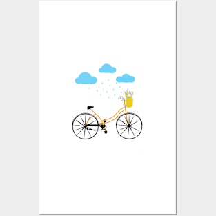 Cycling In Rain, Bicycle Posters and Art